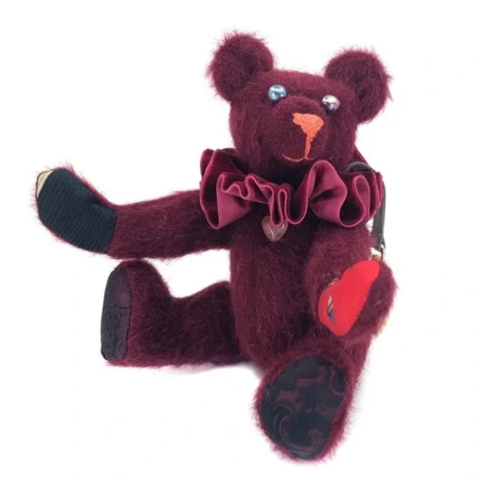 Mohair and silk jointed teddy bear keyring bag charm trick - new